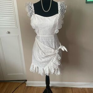 Hello Molly Asymmetrical Ruched White Sundress